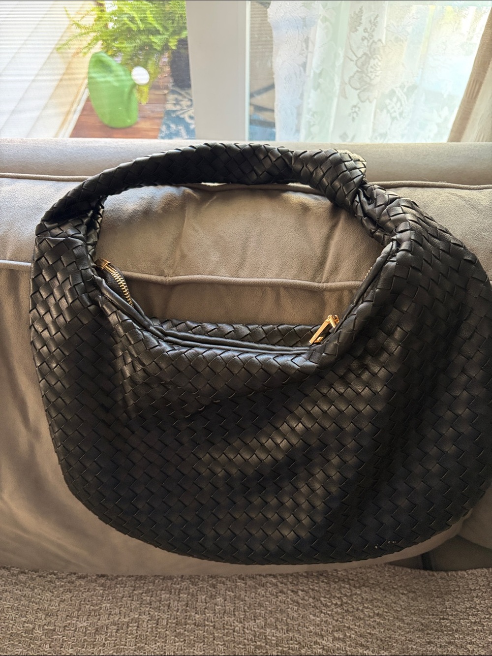Anthropologie Woven Hobo Shoulder Bag - Black